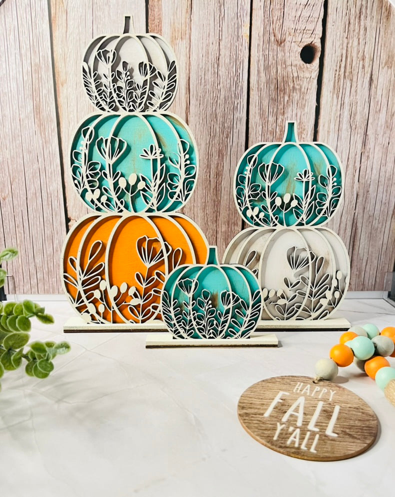 3D Stacked Floral Layered Pumpkins