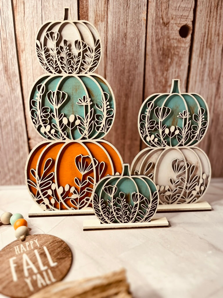 3D Stacked Floral Layered Pumpkins
