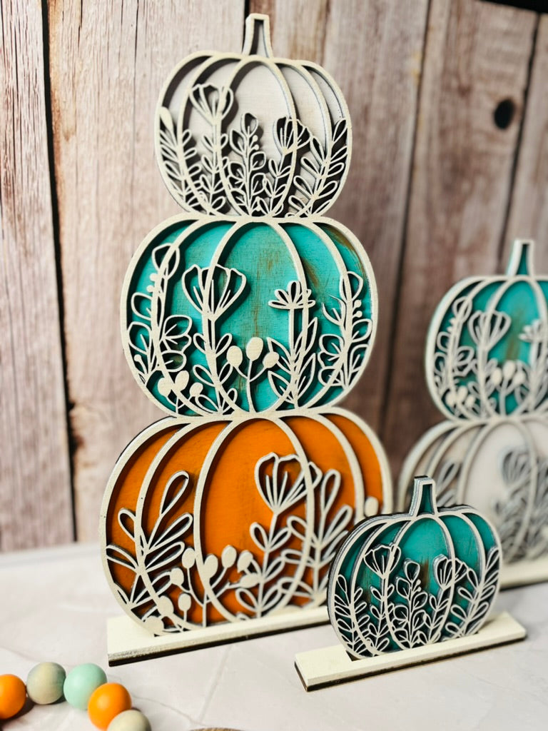 3D Stacked Floral Layered Pumpkins