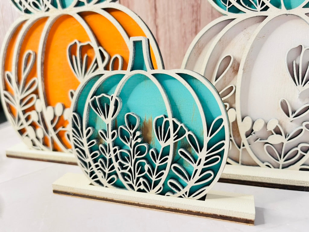3D Stacked Floral Layered Pumpkins