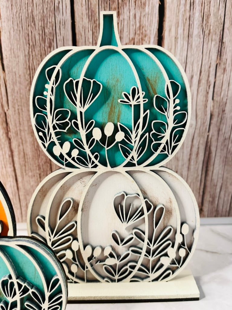 3D Stacked Floral Layered Pumpkins