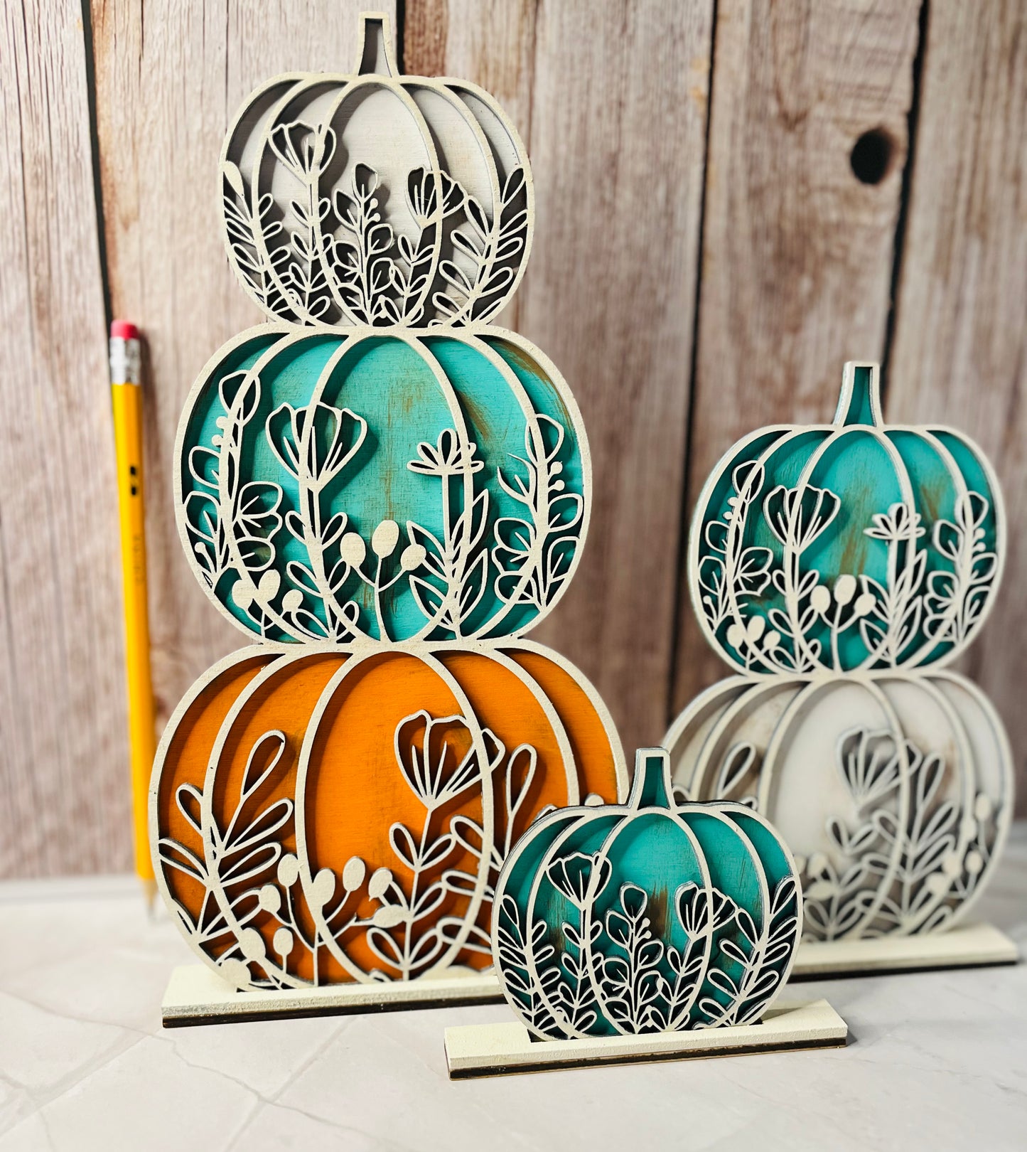 3D Stacked Floral Layered Pumpkins