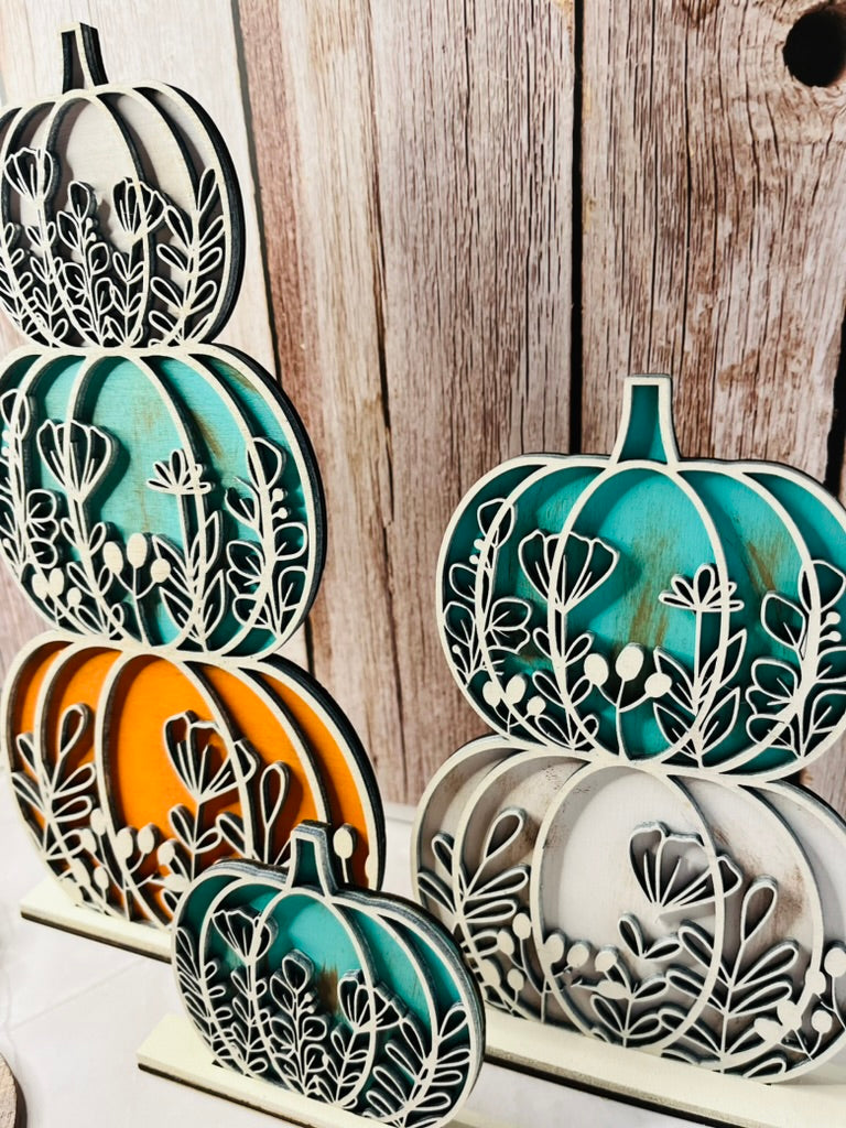 3D Stacked Floral Layered Pumpkins