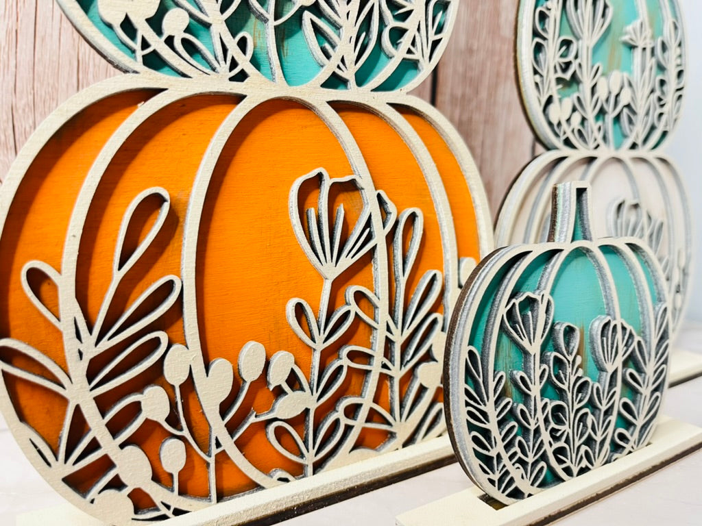 3D Stacked Floral Layered Pumpkins