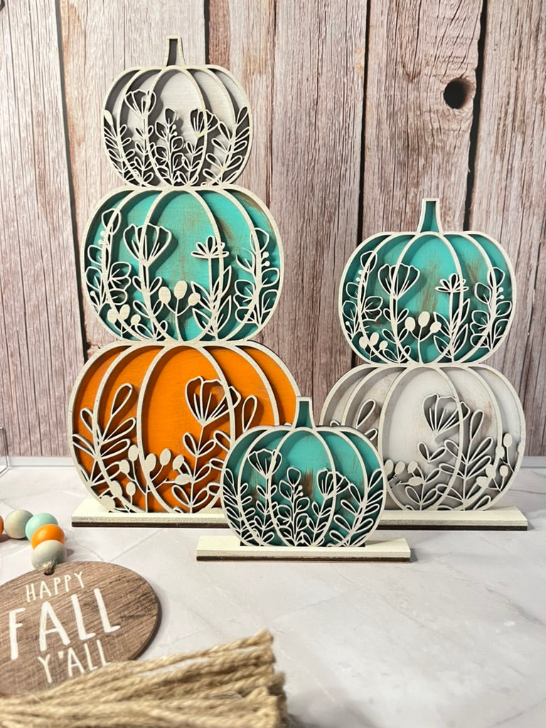 3D Stacked Floral Layered Pumpkins