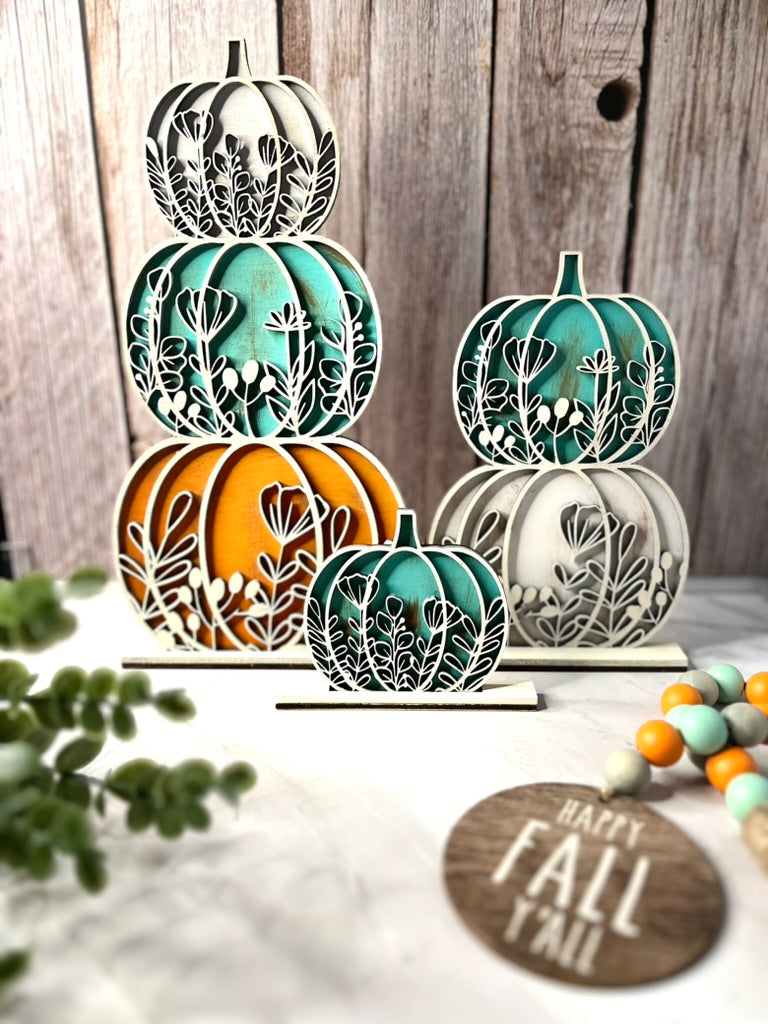 3D Stacked Floral Layered Pumpkins