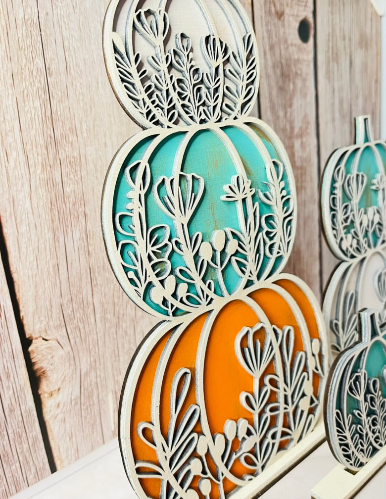 3D Stacked Floral Layered Pumpkins