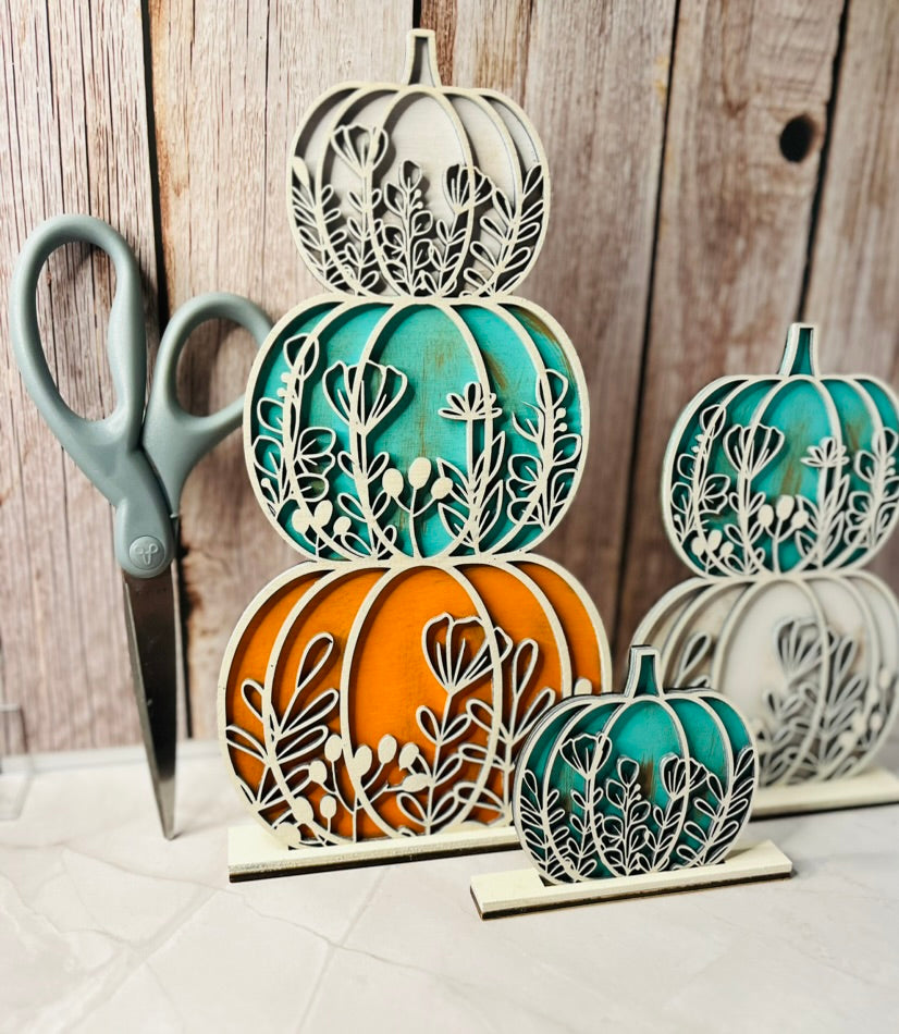 3D Stacked Floral Layered Pumpkins