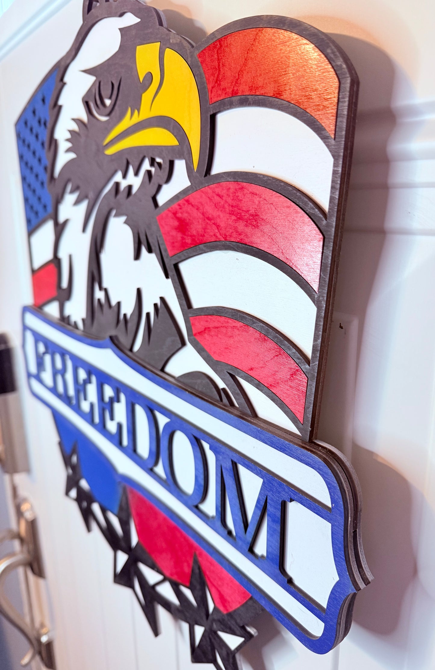 Patriotic American Flag Door Sign with Bald Eagle, Bald Eagle Wall Sign, Freedom Sign, Patriotic Decor, Stars and Stripes