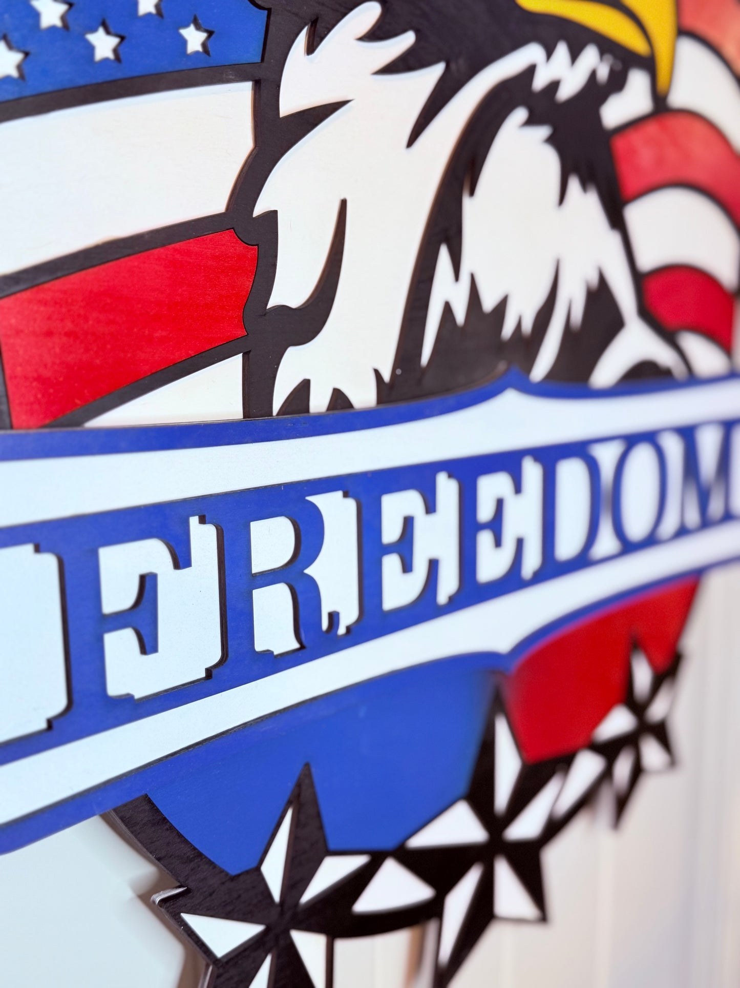 Patriotic American Flag Door Sign with Bald Eagle, Bald Eagle Wall Sign, Freedom Sign, Patriotic Decor, Stars and Stripes