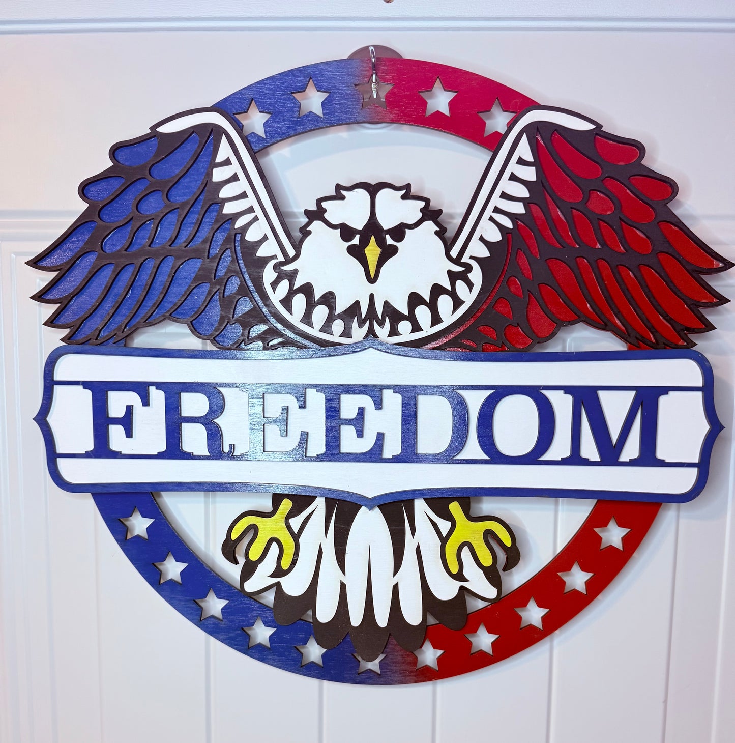 Patriotic Bald Eagle Door Sign, Bald Eagle Wall Sign, Freedom Sign, Patriotic Decor, Stars and Stripes