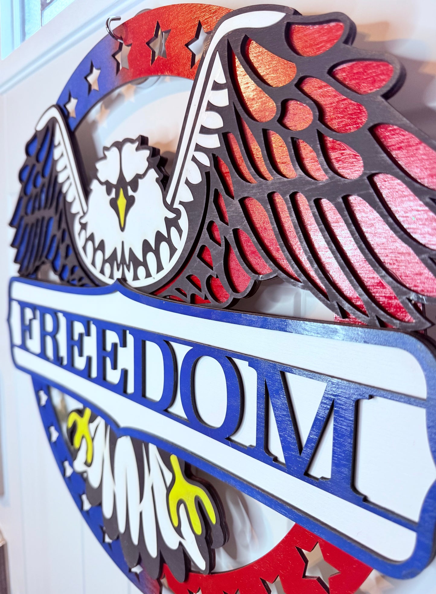 Patriotic Bald Eagle Door Sign, Bald Eagle Wall Sign, Freedom Sign, Patriotic Decor, Stars and Stripes