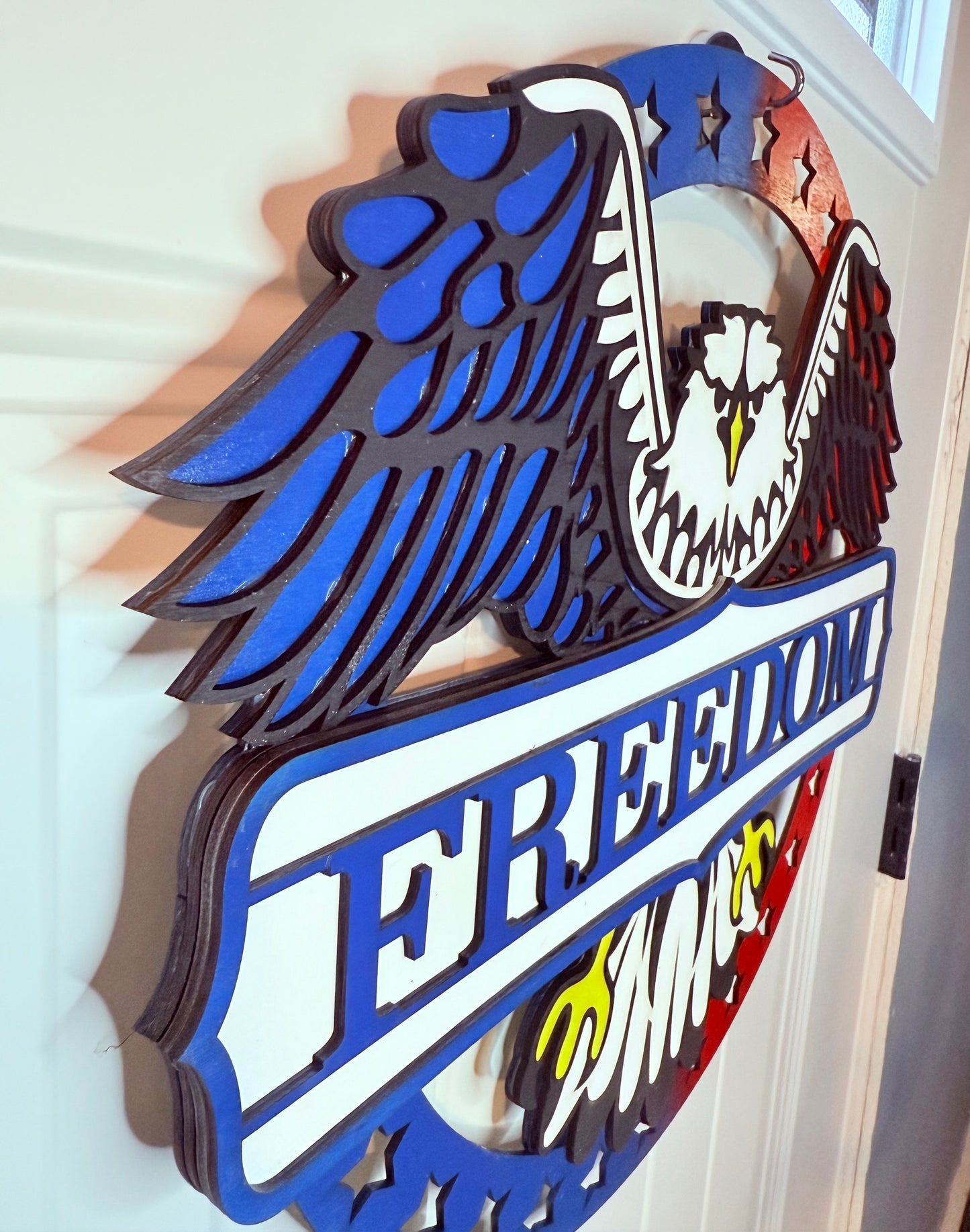 Patriotic Bald Eagle Door Sign, Bald Eagle Wall Sign, Freedom Sign, Patriotic Decor, Stars and Stripes