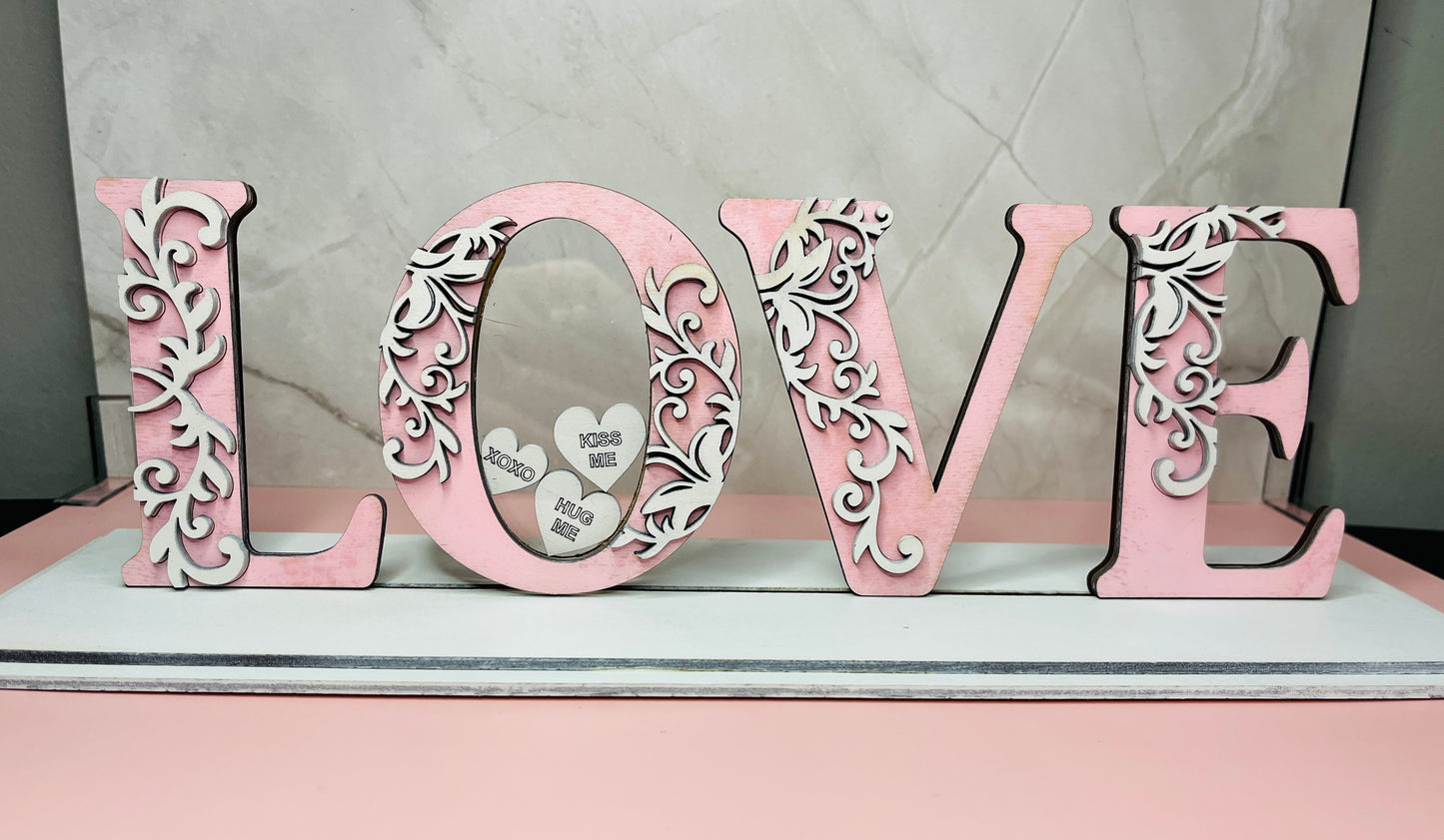 Love Shelf Sitter Valentines Decor