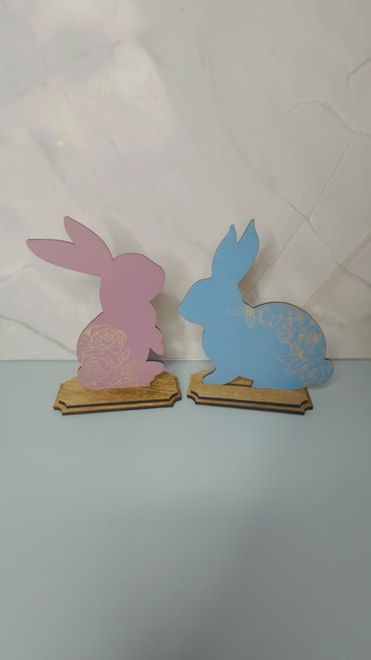 Floral Bunny Shelf Sitter - Set of 2